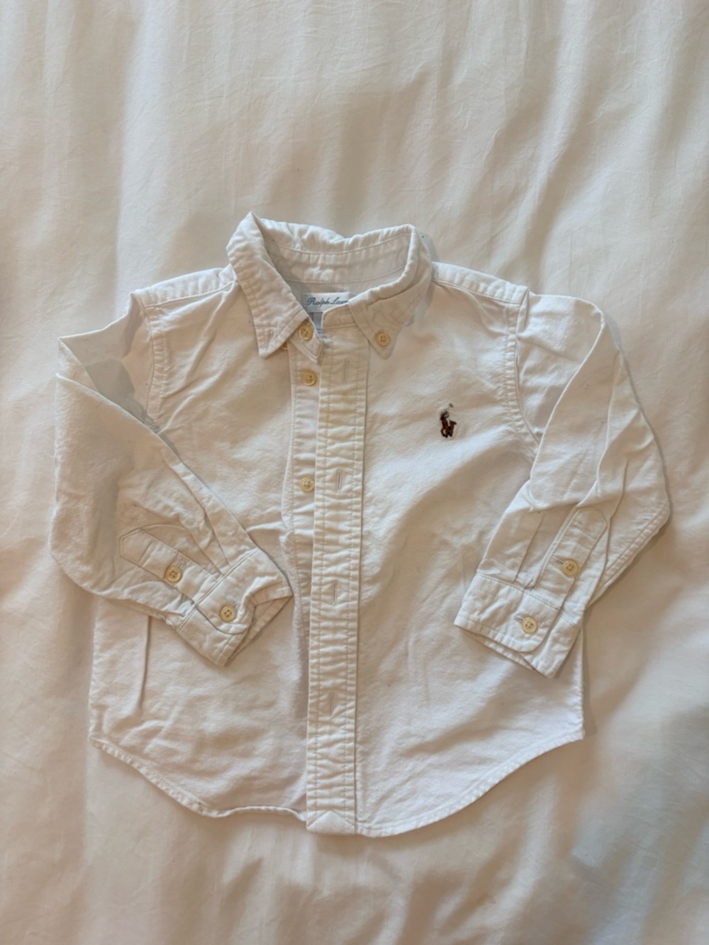Ralph Lauren White Button-Down Shirt with Embroidered Pony